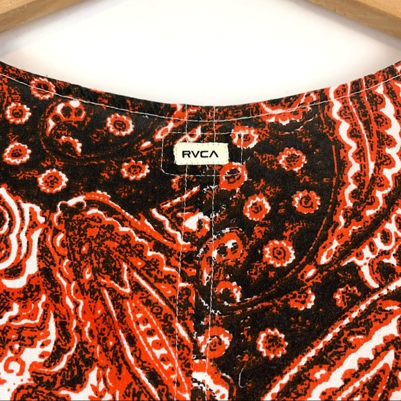 RVCA red paisley print button up shirt medium - Picture 6 of 7
